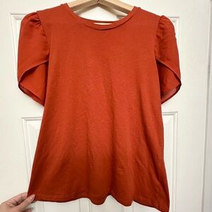 Michael Kors Women’s Orange/Red Flair Shoulder Shirt Size L